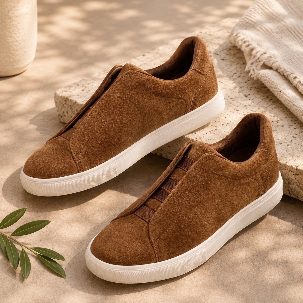 George Suede Leather Slip-On Sneakers Brown Men's Size 10 NWT New